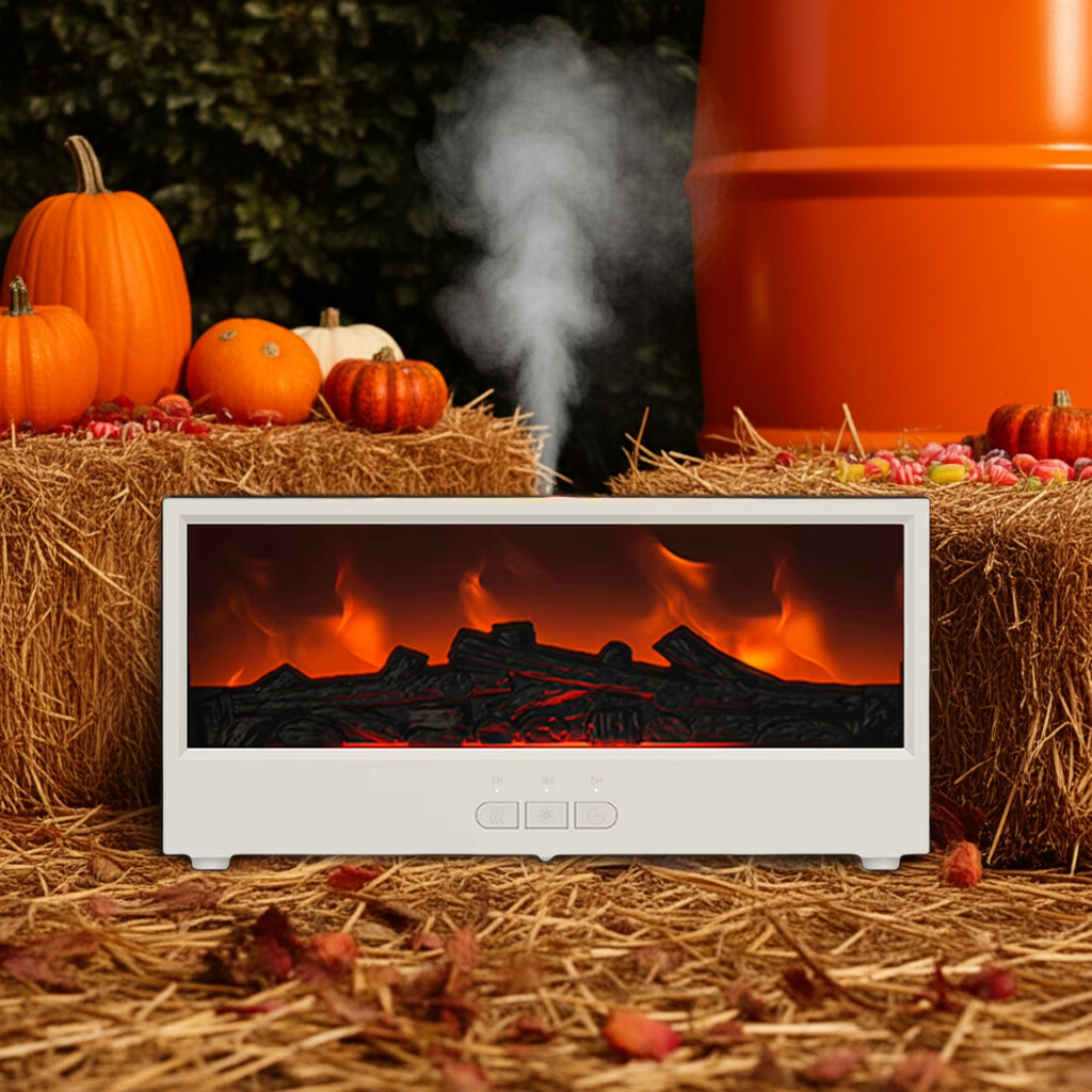 Fireplace Air Humidifier Dynamic Flame Essential Oil Diffuser 150Ml Aromatherapy Diffuser with Timer Cool Mist Humidifier