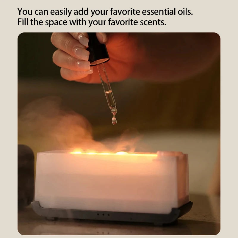 Aroma Diffuser Simulation Colorfull Flame Air Humidifier Can add Essential Oil Timing Setting Ultrasonic Cool Mist Maker Fogger