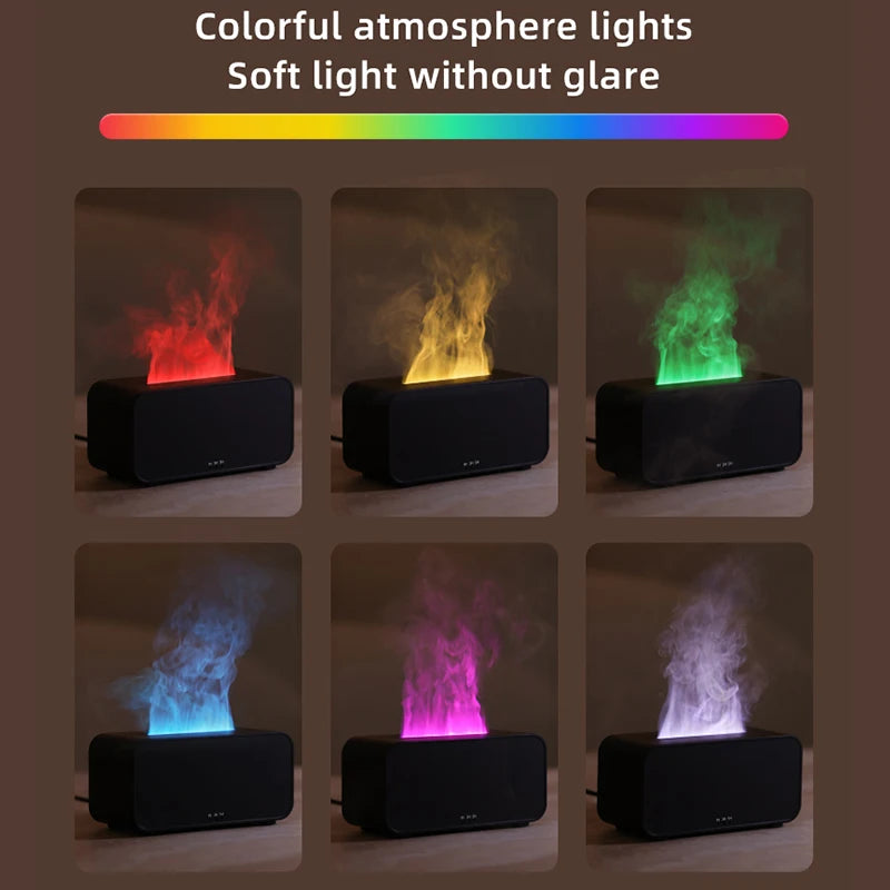 Aroma Diffuser Simulation Colorfull Flame Air Humidifier Can add Essential Oil Timing Setting Ultrasonic Cool Mist Maker Fogger