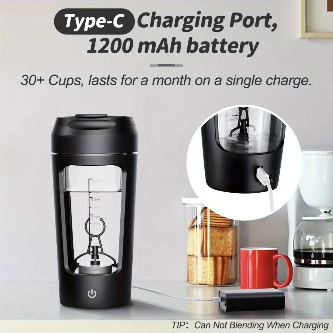 500ML Electric Shaker Bottle USB C Rechargeable Automatic Mixer Black-3