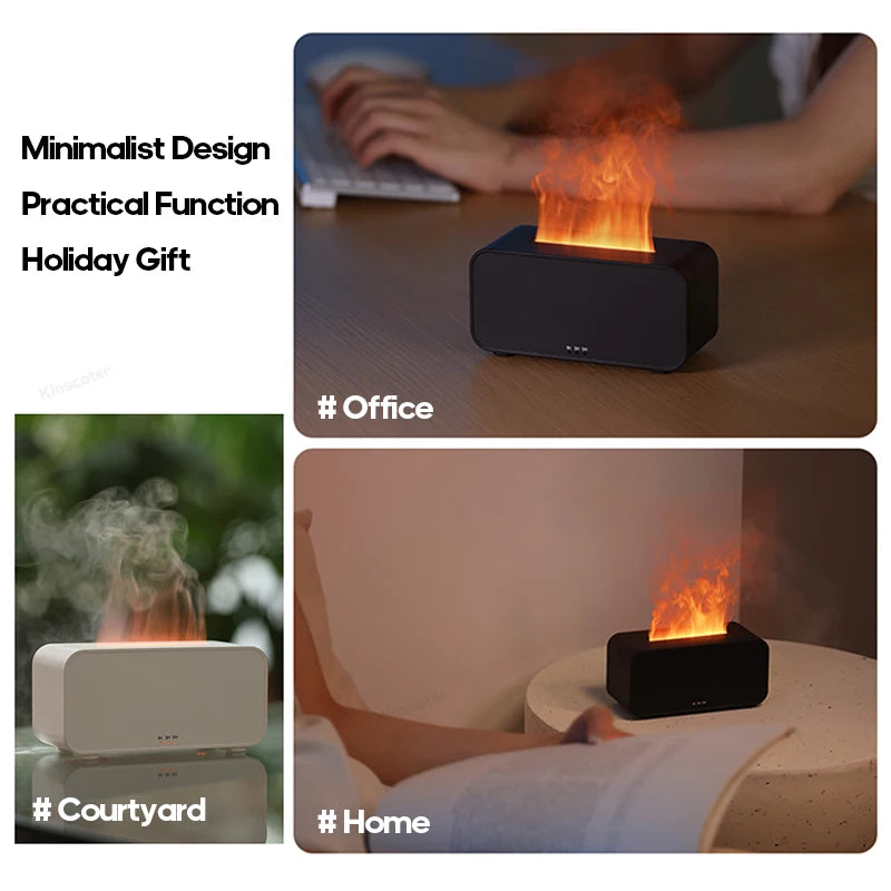Aroma Diffuser Simulation Colorfull Flame Air Humidifier Can add Essential Oil Timing Setting Ultrasonic Cool Mist Maker Fogger