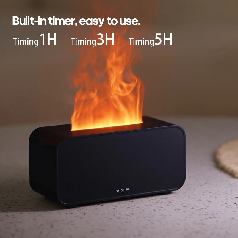 Aroma Diffuser Simulation Colorfull Flame Air Humidifier Can add Essential Oil Timing Setting Ultrasonic Cool Mist Maker Fogger